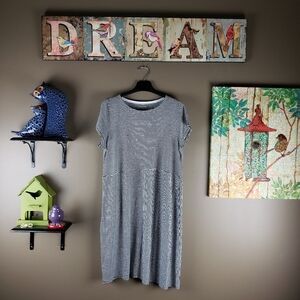 Eileen Fisher NEW NWOT Organic linen striped seamed dress large